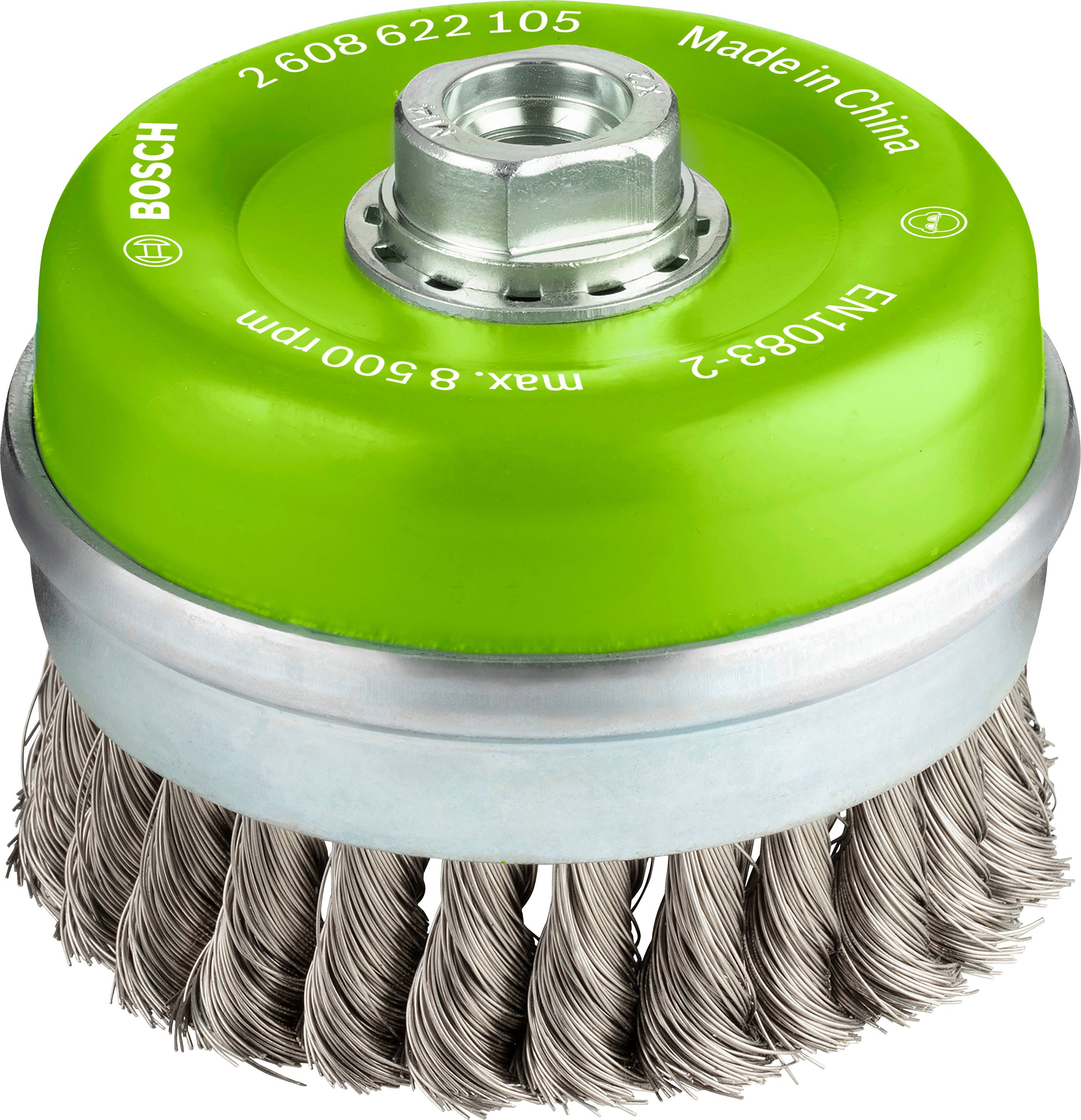 Bosch Accessories Topfbürste, Edelstahl, gezopfter Draht, 100 mm, 0,35 mm, 8500 U/ min, M14 2608622105 1 St.