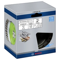Bosch Accessories Topfbürste, Edelstahl, gezopfter Draht, 100 mm, 0,35 mm, 8500 U/ min, M14 2608622105 1St. Bosch Accessories Topfbürste, Edelstahl, gezopfter Draht, 100 mm, 0,35 mm, 8500 U/ min, M14 2608622105 1St.