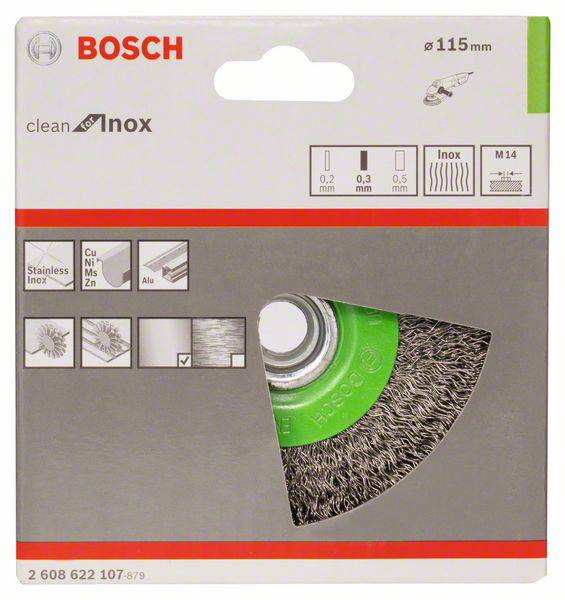 Bosch Accessories Scheibenbürste Clean for Inox, gewellt, rostfrei, 115 mm, 0,3 mm, 8500 U/min,M14 2608622107 1 St.