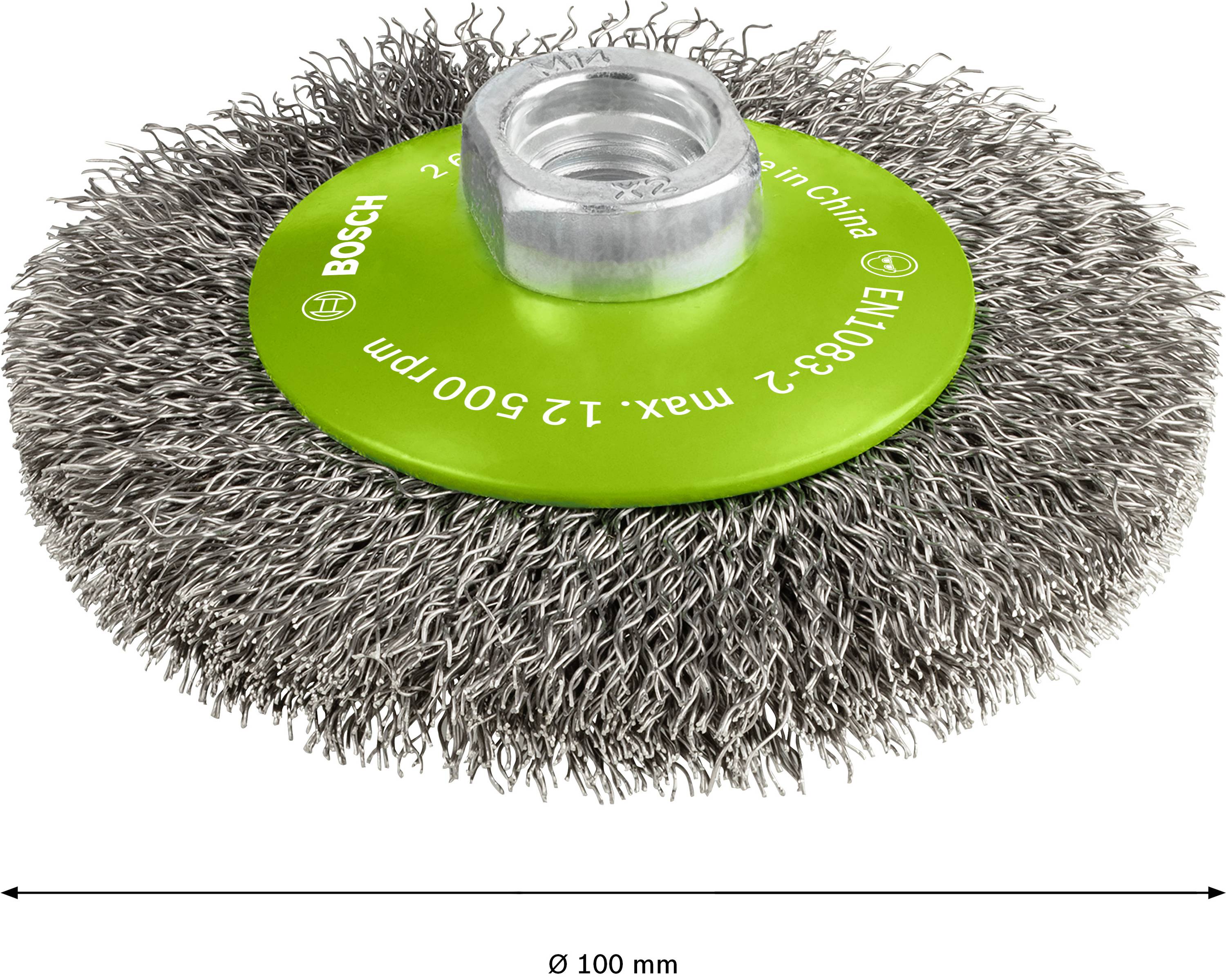 Bosch Accessories Kegelbürste Clean for Inox, gewellt, rostfrei, 100 mm, 0,35 mm, 12500 U/min, M14 2608622108 1St.