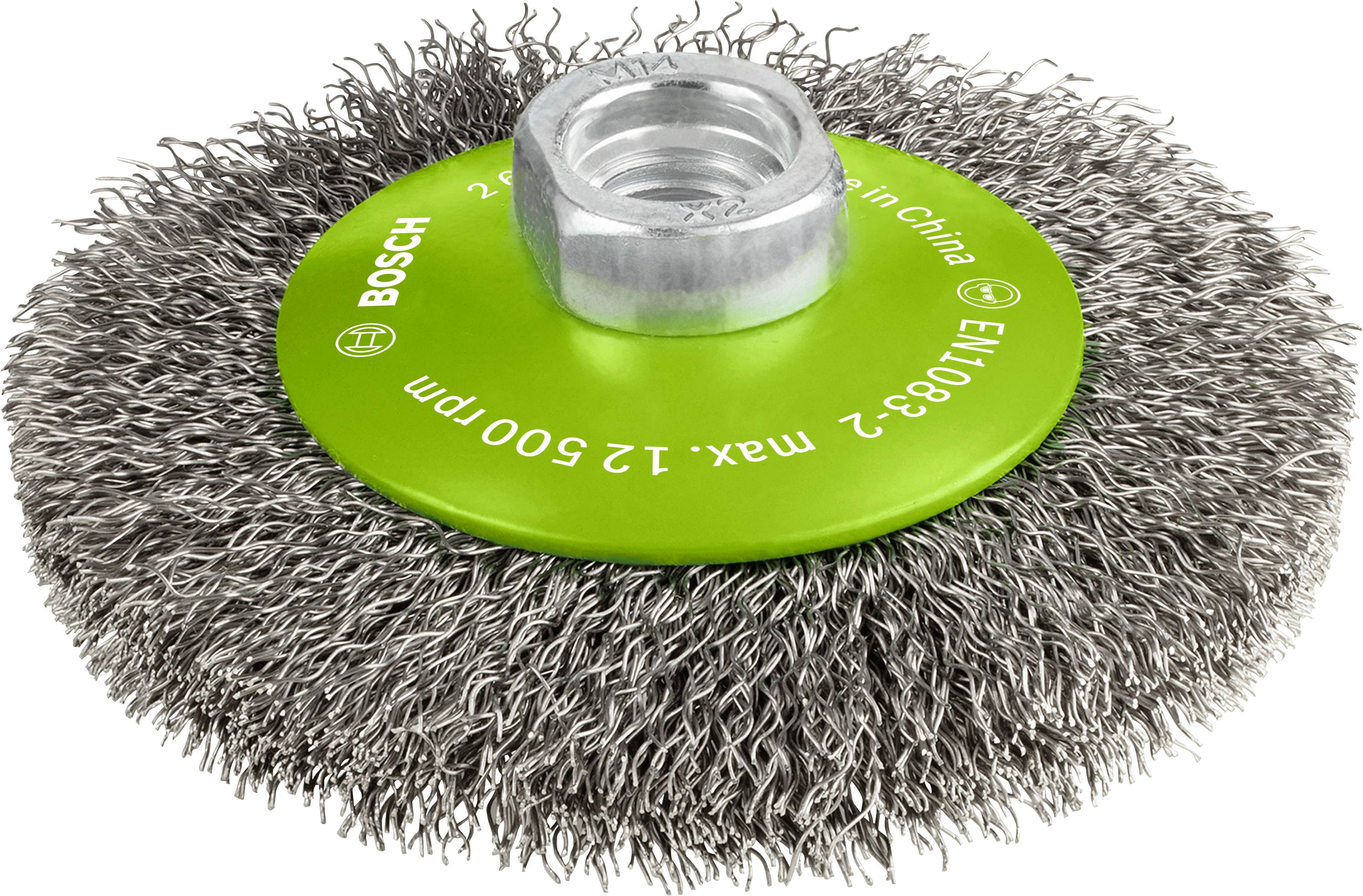 Bosch Accessories Kegelbürste Clean for Inox, gewellt, rostfrei, 100 mm, 0,35 mm, 12500 U/min, M14 2608622108 1St.