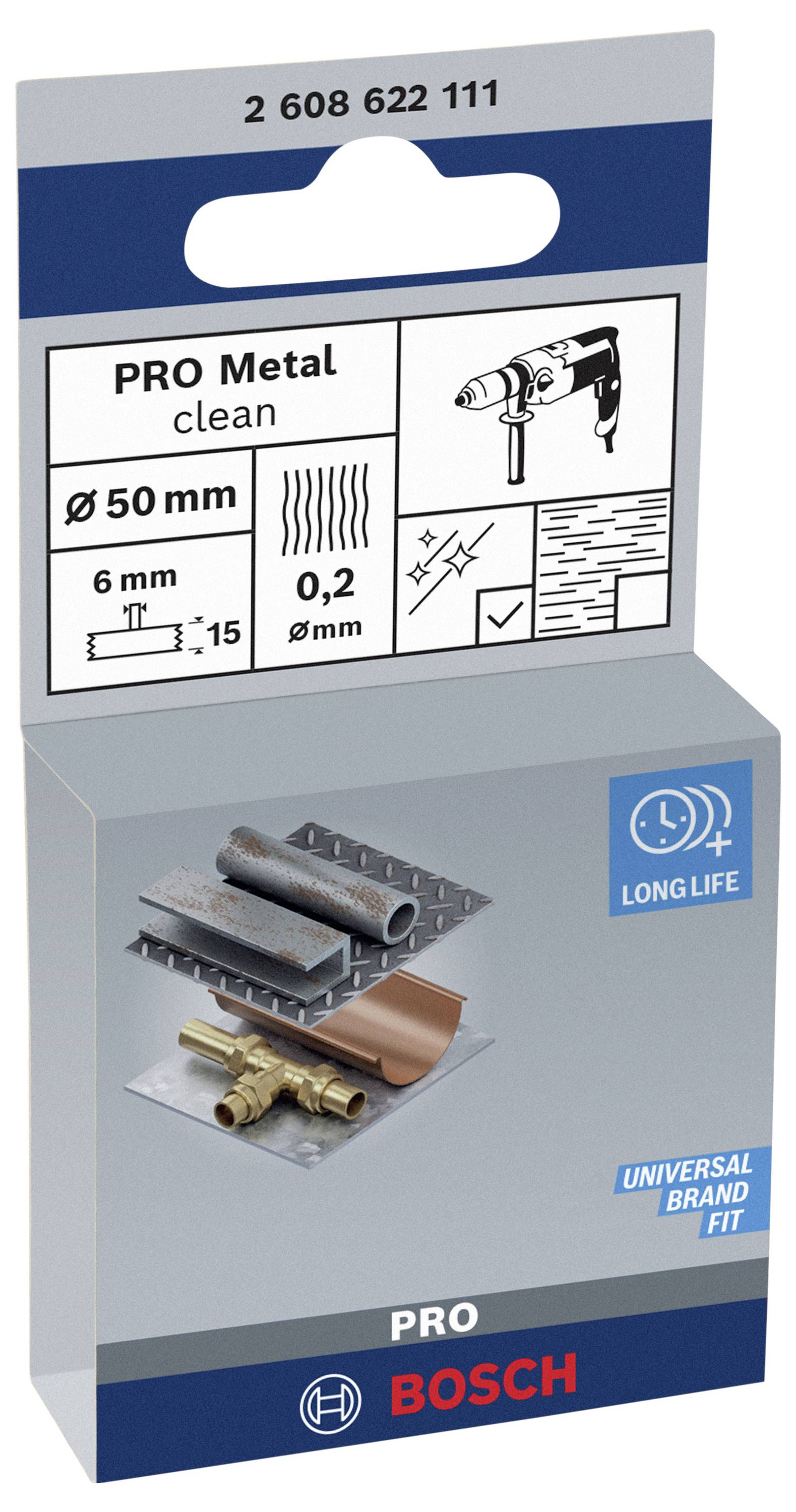 Bosch Accessories Scheibenbürste, gewellt, 50 mm, 0,2 mm, 15 mm, 4500 U/min Schaft-Ø 6 mm 2608622111 1 St.