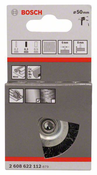 Bosch Accessories Scheibenbürste, gewellt, 50 mm, 0,3 mm, 8 mm, 4500 U/min Schaft-Ø 6mm 2608622112 1St.