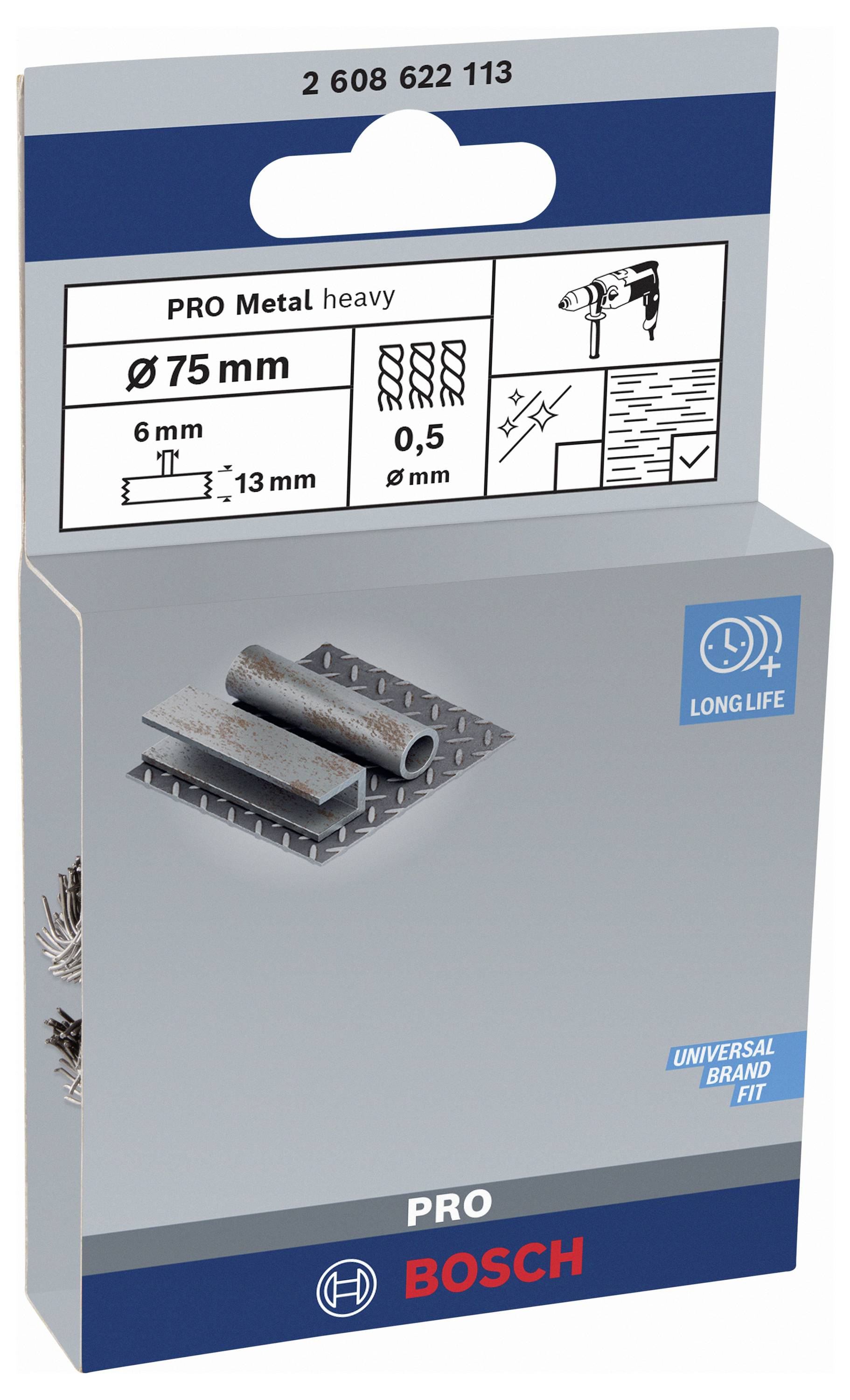 Bosch Accessories Scheibenbürste, gezopft, 75 mm, 0,5 mm, 13 mm, 4500 U/ min Schaft-Ø 6 mm 2608622113 1 St.