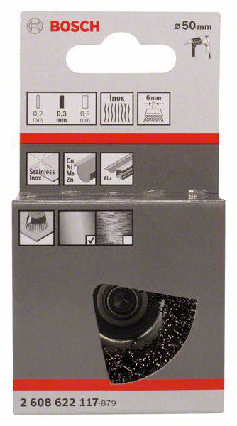 Bosch Accessories Topfbürste, Edelstahl, gewellter Draht, 50 mm, 0,3 mm, 4500 U/ min Schaft-Ø 6 mm 2608622117 1 St.