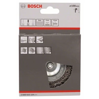 Bosch Accessories Scheibenbürste, gewellt, rostfrei, 100 mm, 0,3 mm, 10 mm, 4500 U/ min Schaft-Ø 6 mm 2608622124 1 St. Bosch Accessories Scheibenbürste, gewellt, rostfrei, 100 mm, 0,3 mm, 10 mm, 4500 U/ min Schaft-Ø 6 mm 2608622124 1 St.