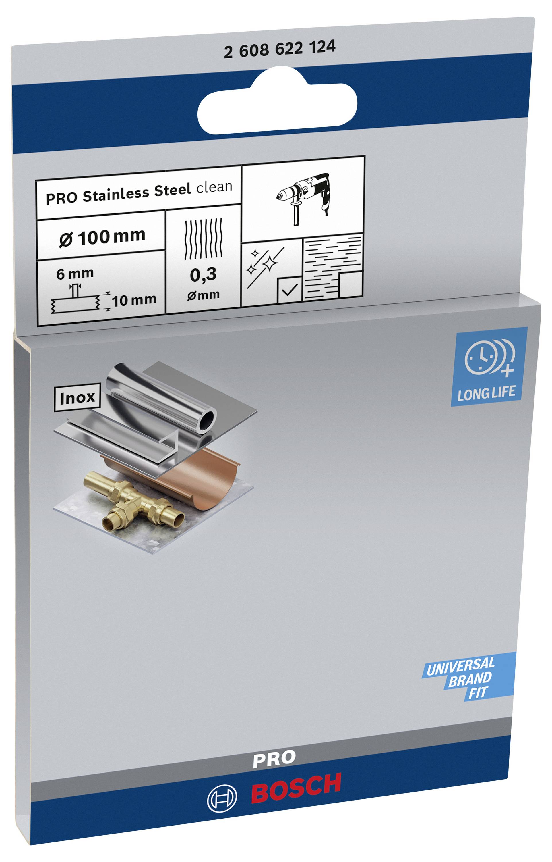 Bosch Accessories Scheibenbürste, gewellt, rostfrei, 100 mm, 0,3 mm, 10 mm, 4500 U/ min Schaft-Ø 6 mm 2608622124 1 St.