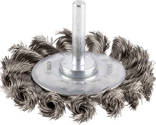 Bosch Accessories Scheibenbürste, gezopft, rostfrei, 70 mm, 0,35 mm, 14 mm, 4500 U/ min Schaft-Ø 6