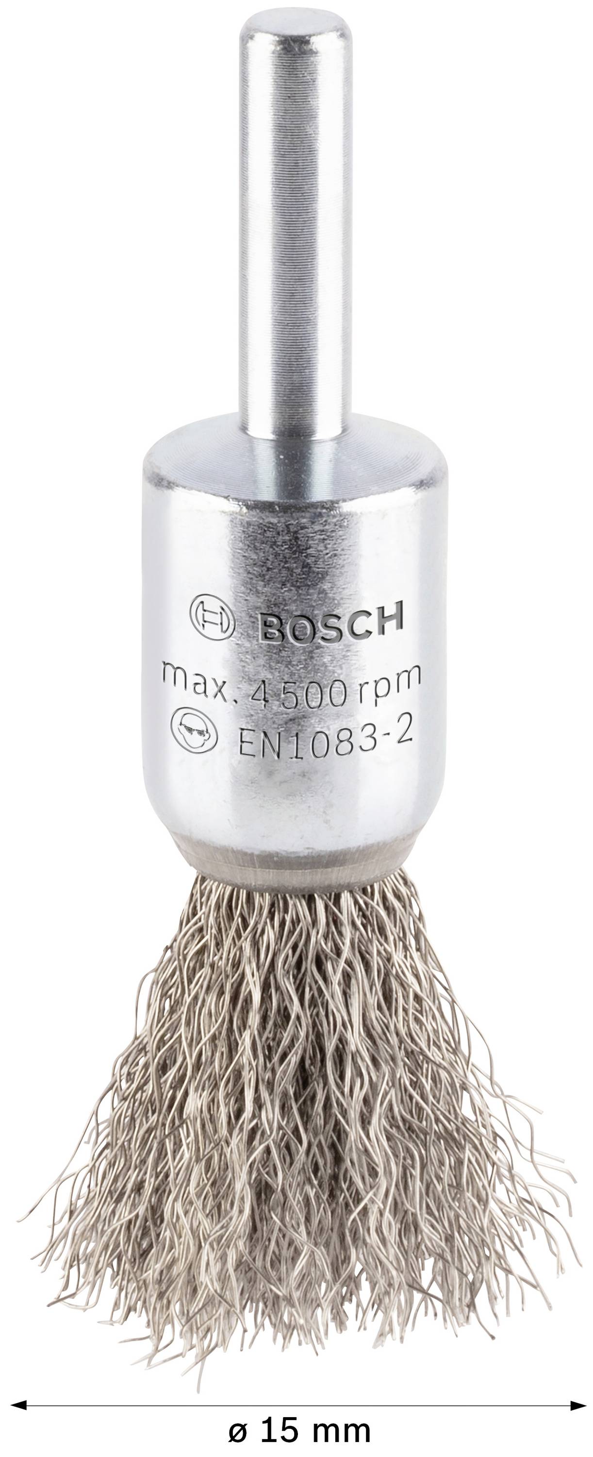 Bosch Accessories Pinselbürste, gewellt, rostfrei, 0,2 mm, 15 mm, 4500 U/ min Schaft-Ø 6 mm 2608622126 1 St.