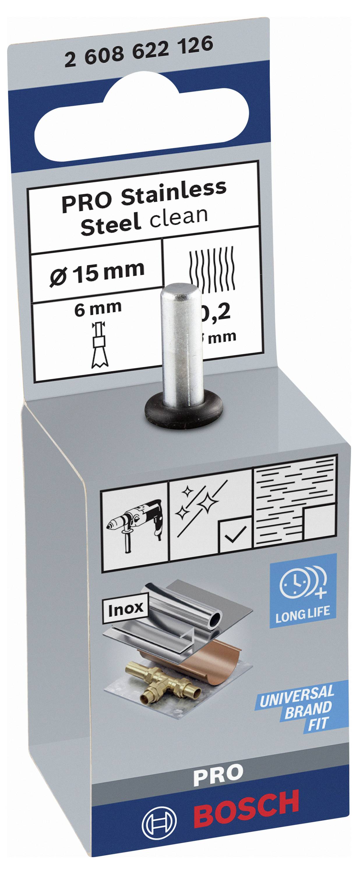 Bosch Accessories Pinselbürste, gewellt, rostfrei, 0,2 mm, 15 mm, 4500 U/ min Schaft-Ø 6 mm 2608622126 1 St.