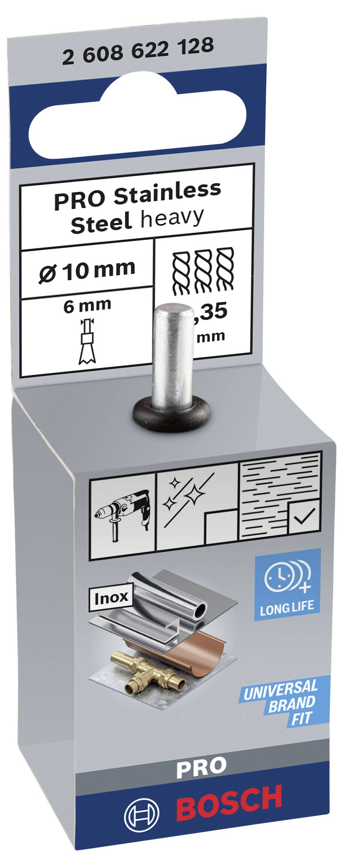Bosch Accessories Pinselbürste, gezopft, rostfrei, 0,35 mm, 10 mm, 4500 U/ min Schaft-Ø 6 mm 2608622128 1 St.
