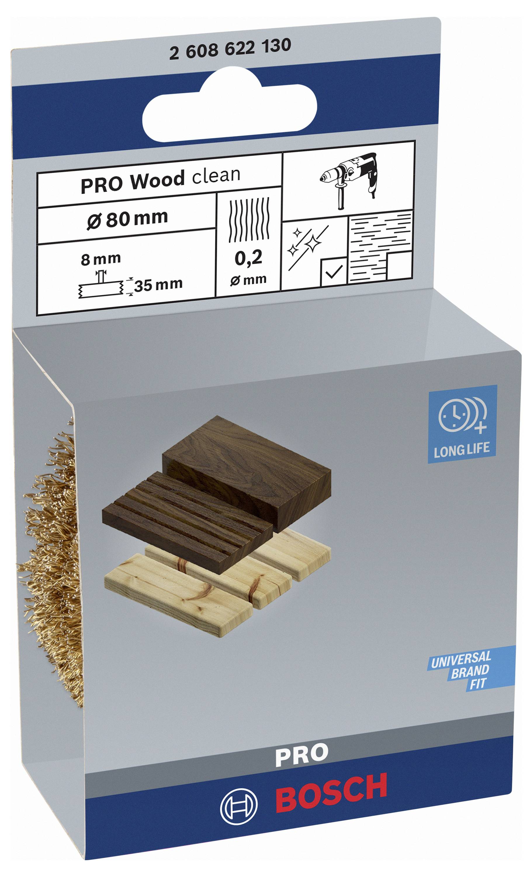 Bosch Accessories Scheibenbürste, gewellt, vermessingt, 80 mm, 0,2 mm, 35 mm, 4500 U/ min Schaft-Ø 6mm 2608622130 1St.
