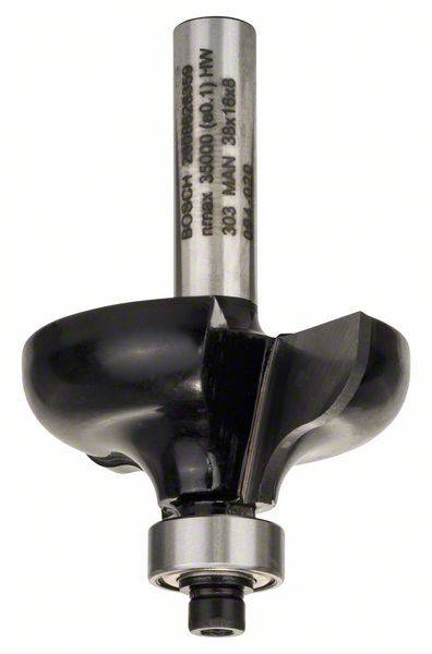 Fräser mit kugelförmigem Kopf und Lager. Verwendet zum Formen und Bearbeiten von Holzoberflächen in industriellen Anwendungen.