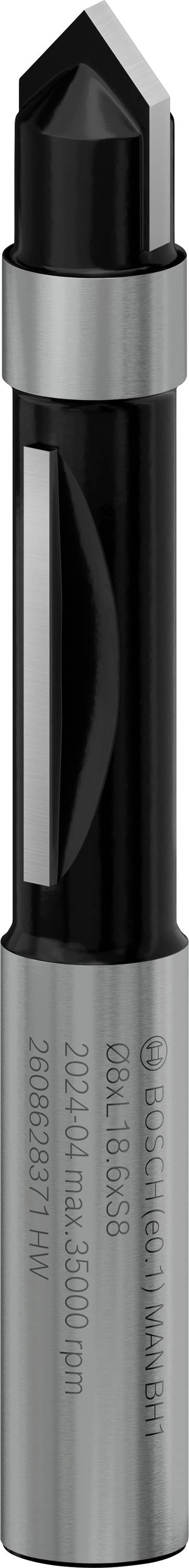 Ein Metallbohrer mit spitzem Ende und zylindrischem Schaft für präzises Bohren in festen Materialien.