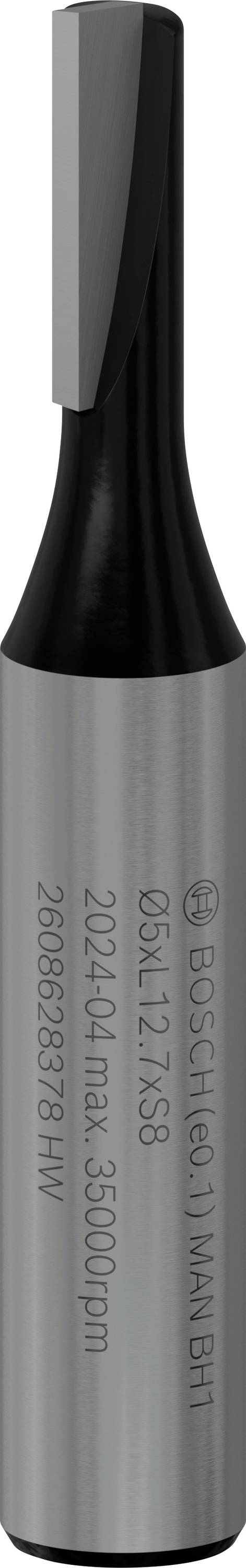 Zylindrischer Fräser aus Metall mit glatter Oberfläche. Seitlich ist eine Zahlenreihe eingraviert, vermutlich technische Spezifikationen.