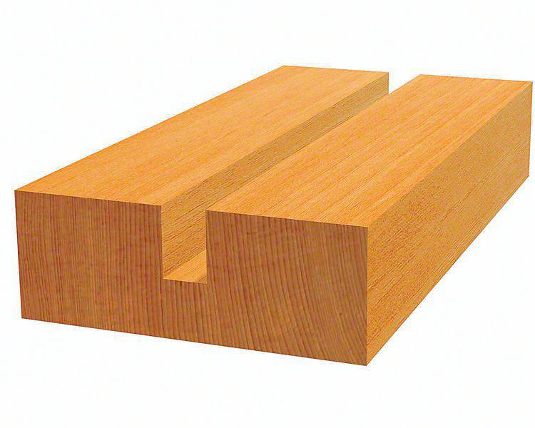 Abbildung eines Holzstücks mit Nut in der Mitte, die über die gesamte Länge des Blocks verläuft.