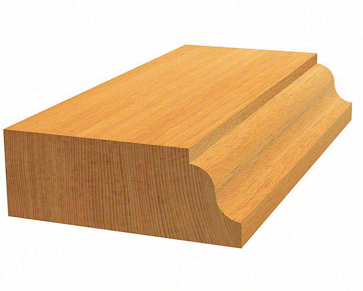 Holzprofilleiste mit abgerundeten Kanten und klarer Maserung, geeignet für Zierleisten oder Sockelleisten.