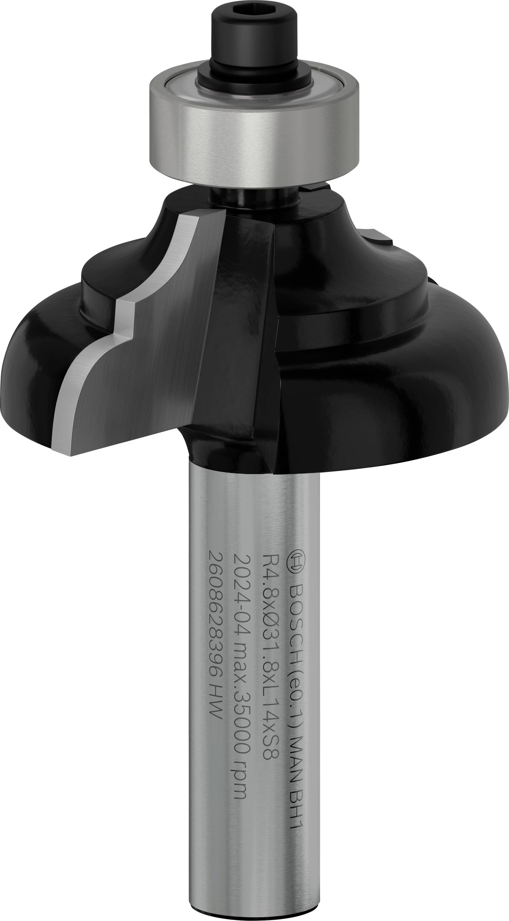 Eine Fräserklinge mit einem runden Schneidekopf, geeignet für Holzarbeiten, abgebildet in Nahaufnahme.