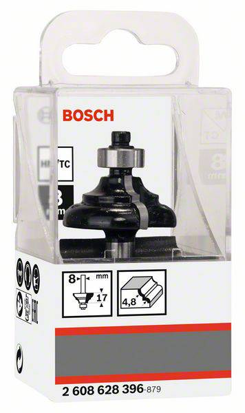 'Bosch Profilfräser' in Verpackung, Durchmesser 8 mm, Schaft 8 mm, Schneide aus Hartmetall. Geeignet für Holzarbeiten.