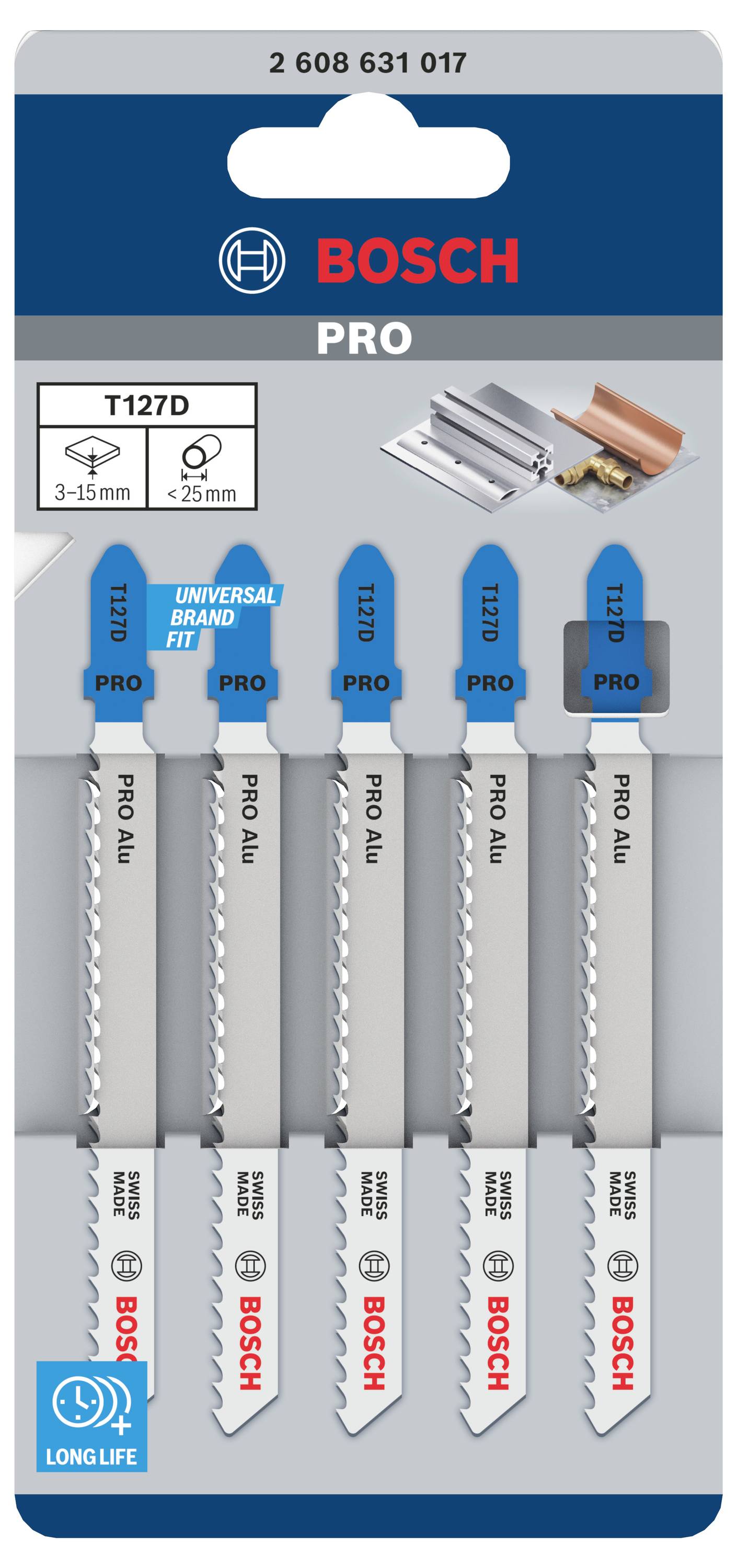 Bosch Accessories 2608631017 Stichsägeblatt T 127 D Special for Alu, 5er-Pack 5 St.