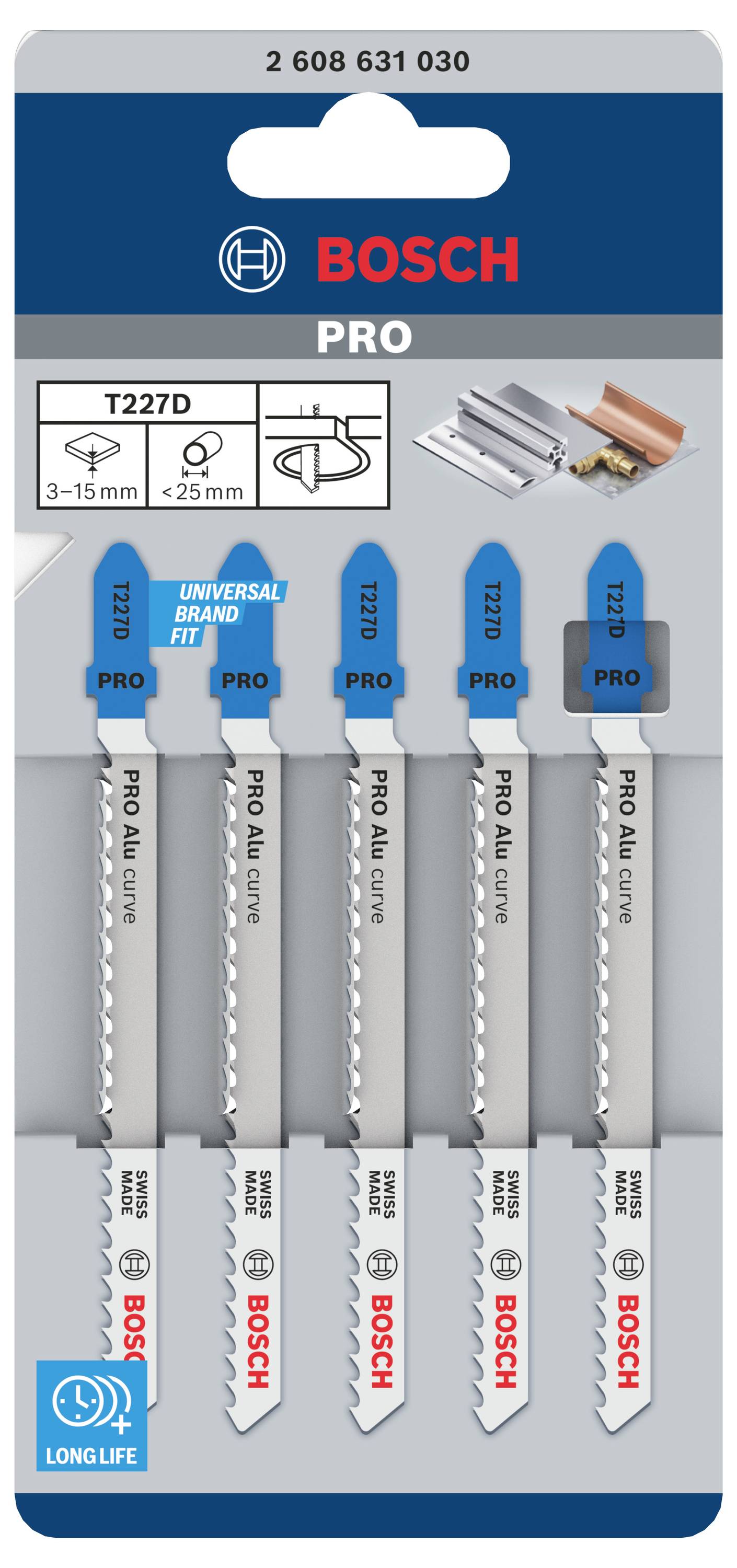 Bosch Accessories 2608631030 Stichsägeblatt T 227 D Special for Alu, 5er-Pack 5St.