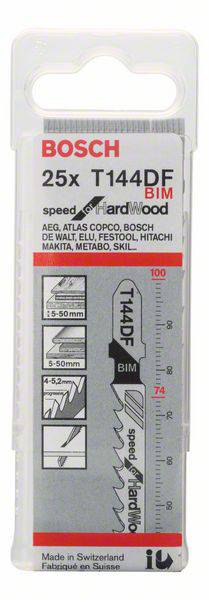 Bosch Accessories 2608634990 Stichsägeblatt T 144 DF Speed for Hard Wood, 25er-Pack 25St.