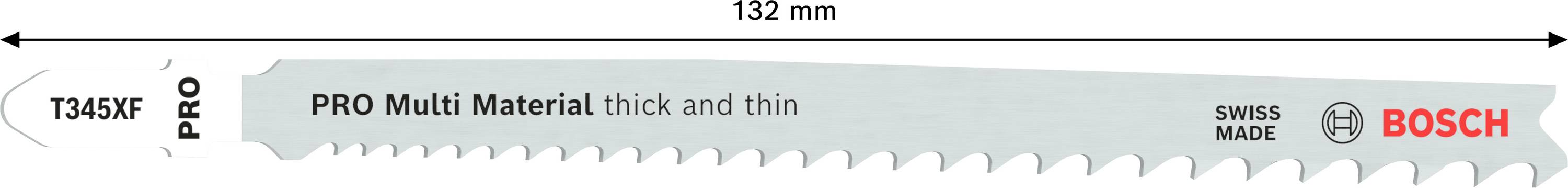 Säbelsägeblatt 'Bosch PRO Multi Material', Länge 132 mm, geeignet für dickes und dünnes Material, swiss made.