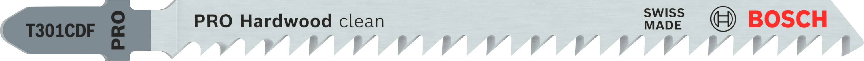 Bosch Stichsägeblatt für Holz, Modell 'PRO Hardwood clean', mit Swiss Made Zeichen.