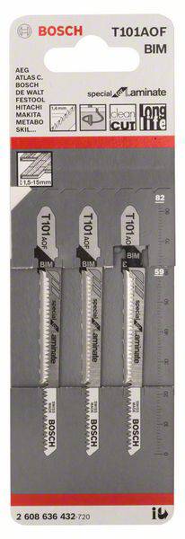 Bosch Accessories 2608636432 Stichsägeblatt T 101 AOF Special for Laminate, 3er-Pack 3 St.
