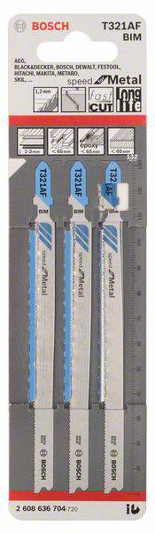 Bosch Accessories 2608636704 Stichsägeblatt T 321 AF Speed for Metal, 3er-Pack 3St.
