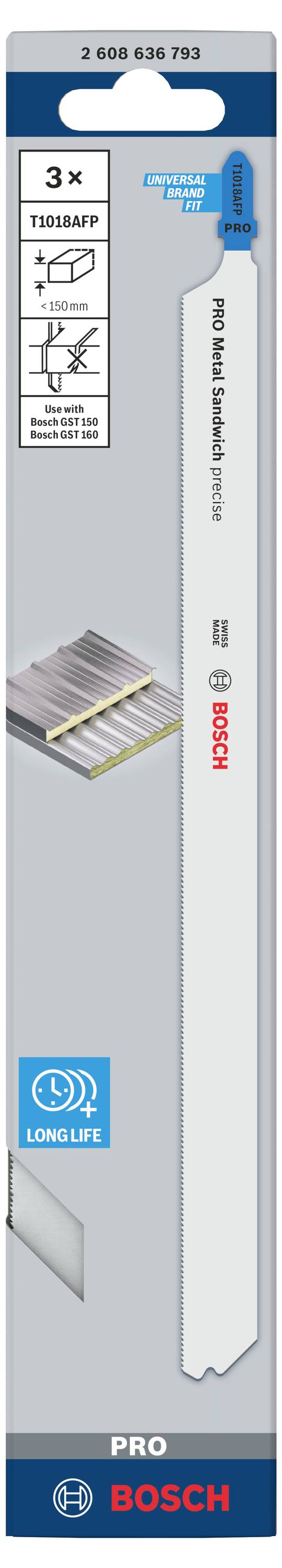 Bosch Accessories 2608636793 Stichsägeblatt T 1018 AFP Precision for Metal-Sandwich 3St.