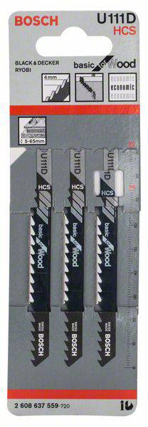 Bosch Accessories 2608637559 Stichsägeblatt U 111 D Basic for Wood, 3er-Pack 3St.
