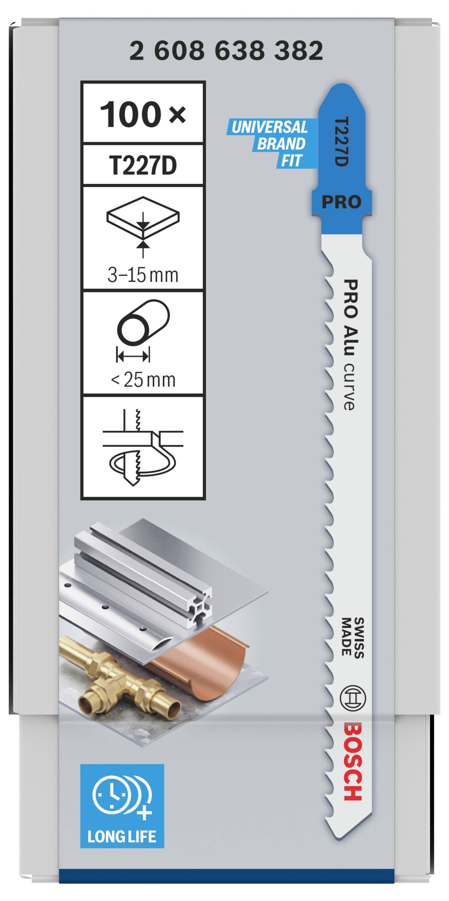 Bosch Accessories 2608638382 Stichsägeblatt T 227 D Special for Alu, 100er-Pack 100St.