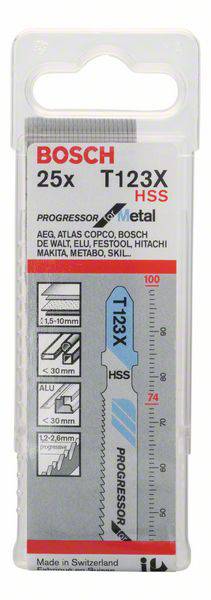 Bosch Accessories 2608638474 Stichsägeblatt T 123 XF Progressor for Metal, 25er-Pack 25 St.