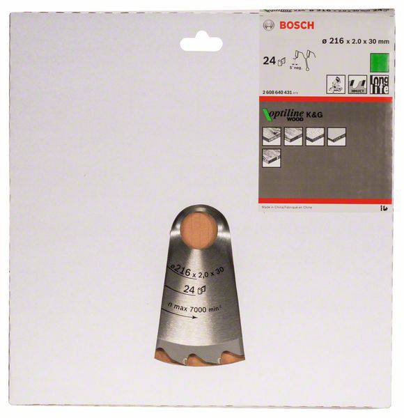Bosch Accessories Optiline 2608640431 Hartmetall Kreissägeblatt 216 x 30 x 2mm Zähneanzahl: 24 1St.