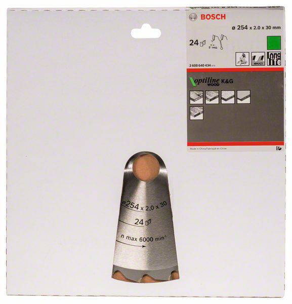 Bosch Accessories Optiline 2608640434 Hartmetall Kreissägeblatt 254 x 30 x 2mm Zähneanzahl: 24 1St.