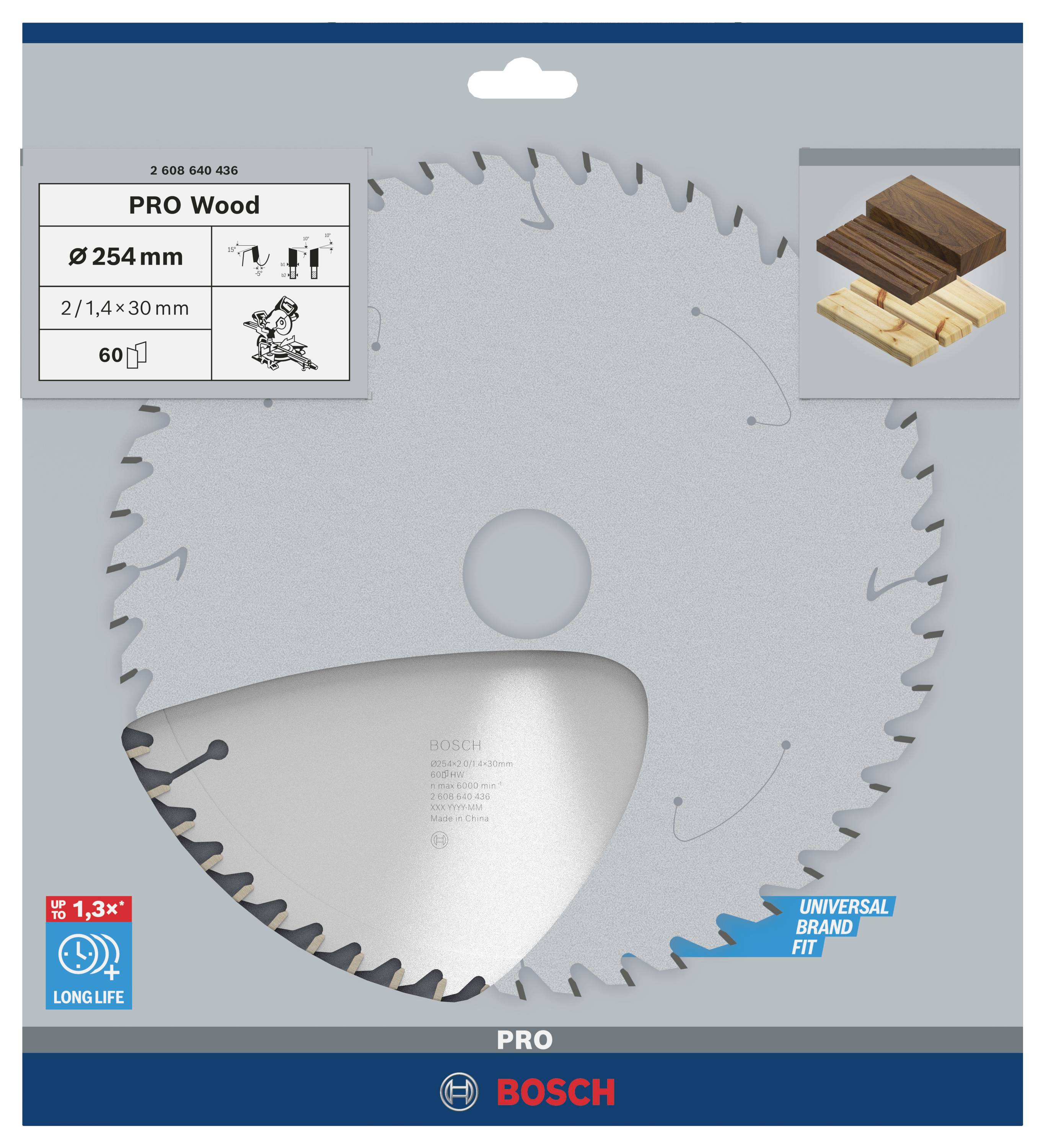 Bosch Accessories Optiline 2608640436 Hartmetall Kreissägeblatt 254 x 30 x 2mm Zähneanzahl: 60 1St.
