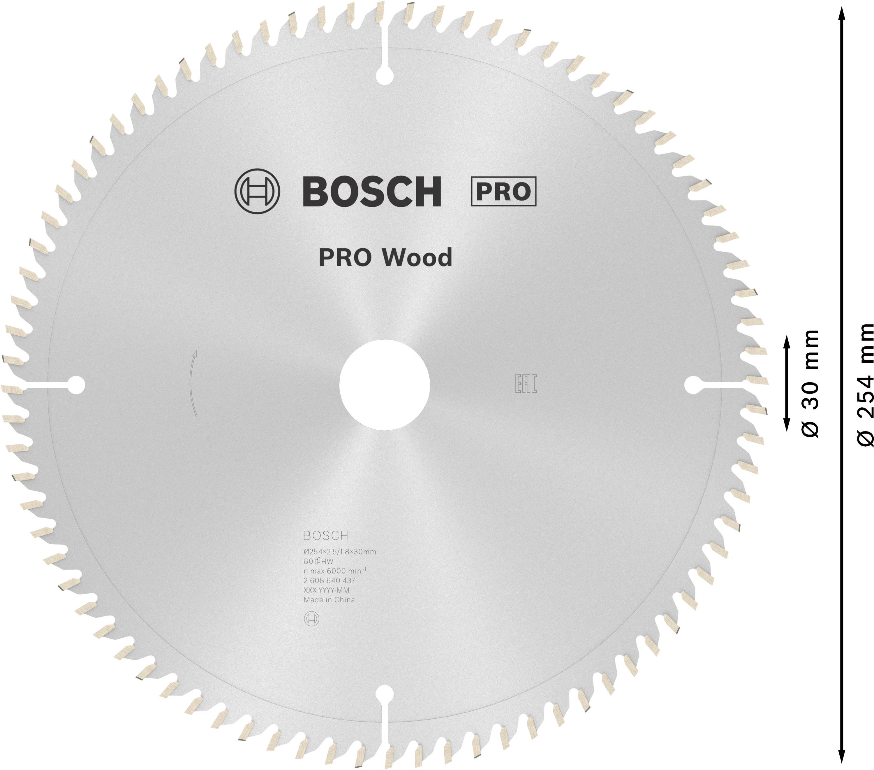 Bosch Accessories Optiline 2608640437 Hartmetall Kreissägeblatt 254 x 30 x 2.5mm Zähneanzahl: 80 1St.