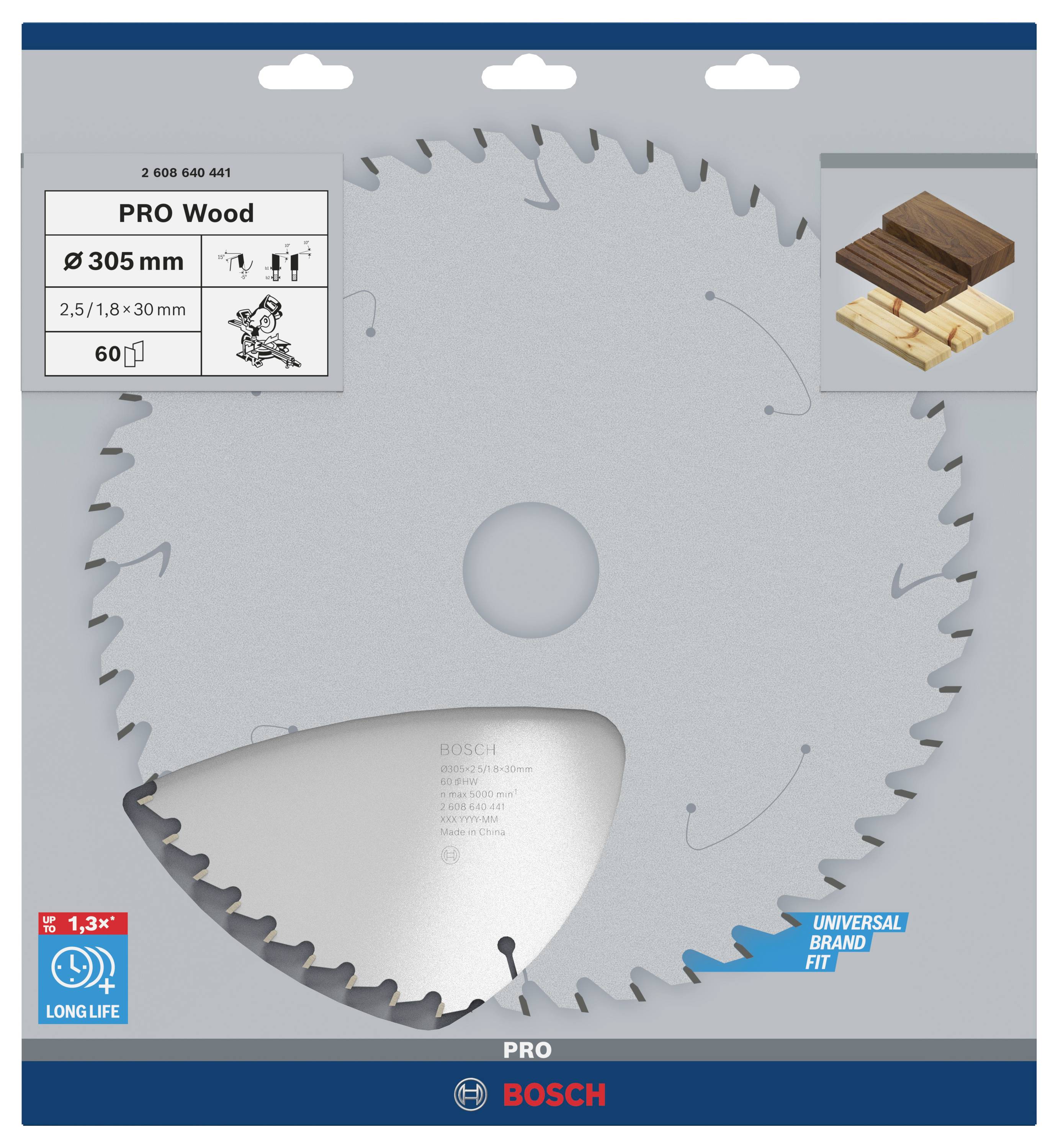 Bosch Accessories Optiline 2608640441 Hartmetall Kreissägeblatt 305 x 30 x 2.5mm Zähneanzahl: 60 1St.