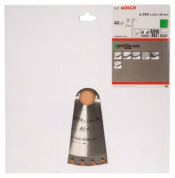 Sägeblatt für Holzarbeiten, 254 mm Durchmesser, 2,8 mm Breite, 30 mm Bohrung, geeignet für 6000 U/min, langlebig und präzise schneiden.