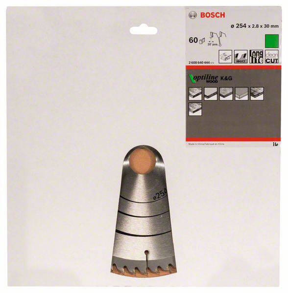 Bosch Accessories Optiline 2608640444 Hartmetall Kreissägeblatt 254 x 30 x 2.8 mm Zähneanzahl: 60 1 St.