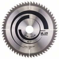 Bosch Accessories Multi Material 2608640446 Hartmetall Kreissägeblatt 216 x 30 x 2.5mm Zähneanzahl: 60 1St. Bosch Accessories Multi Material 2608640446 Hartmetall Kreissägeblatt 216 x 30 x 2.5mm Zähneanzahl: 60 1St.