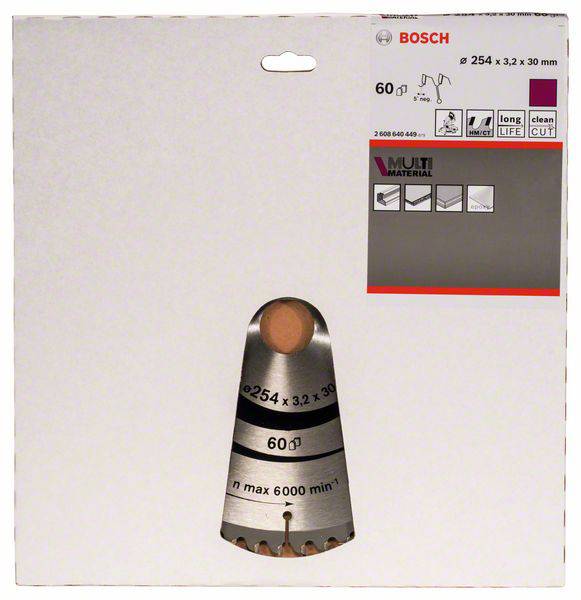Bosch Accessories Multi Material 2608640449 Hartmetall Kreissägeblatt 254 x 30 x 3.2mm Zähneanzahl: 60 1St.