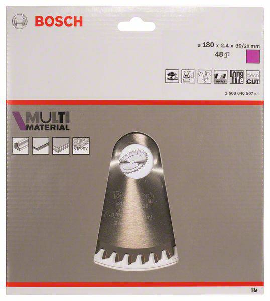 'Bosch Multi Material' Fliesenmeißelblatt-Verpackung, Größe: 180 x 2,4 x 30/20 mm, geeignet für Fliesen und Mörtelentfernung.