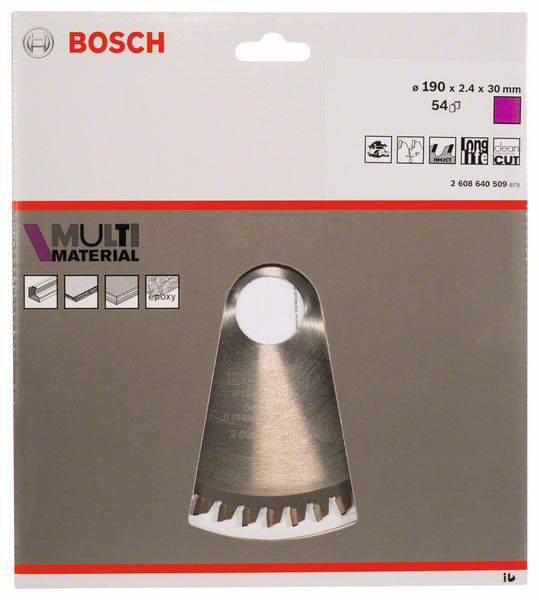 Bosch Accessories Multi Material 2608640509 Hartmetall Kreissägeblatt 190 x 30 x 2.4mm Zähneanzahl: 54 1St.