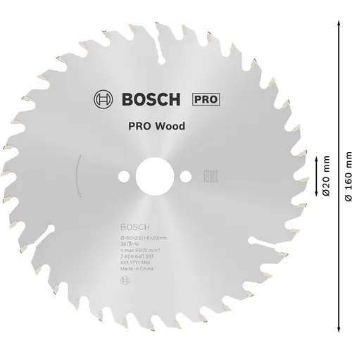 Bosch Accessories Optiline 2608640597 Hartmetall Kreissägeblatt 160 x 20 x 2.6mm Zähneanzahl: 36 1St. Bosch Accessories Optiline 2608640597 Hartmetall Kreissägeblatt 160 x 20 x 2.6mm Zähneanzahl: 36 1St.