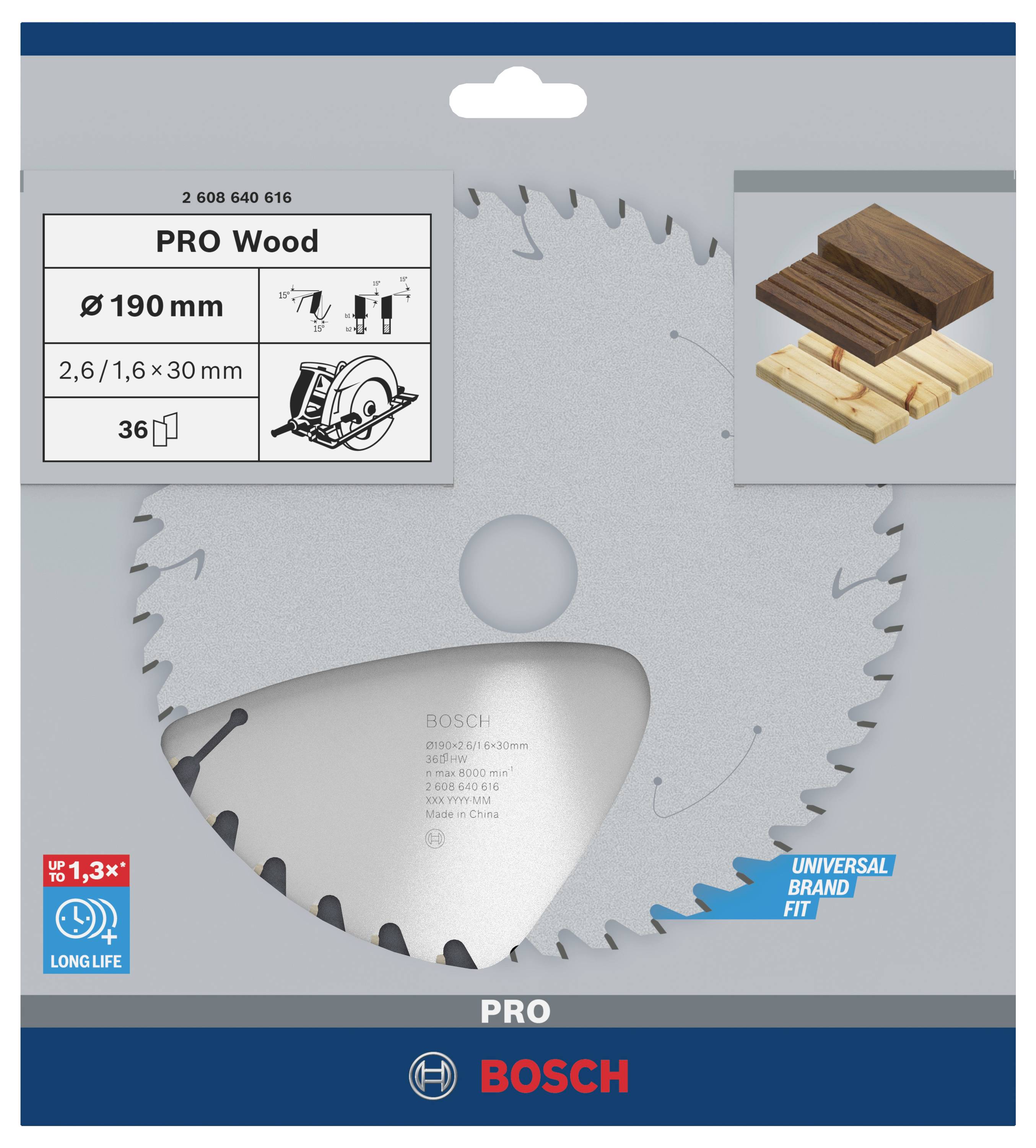 Bosch Accessories Optiline 2608640616 Hartmetall Kreissägeblatt 190 x 30 x 2.6 mm Zähneanzahl: 36 1 St.