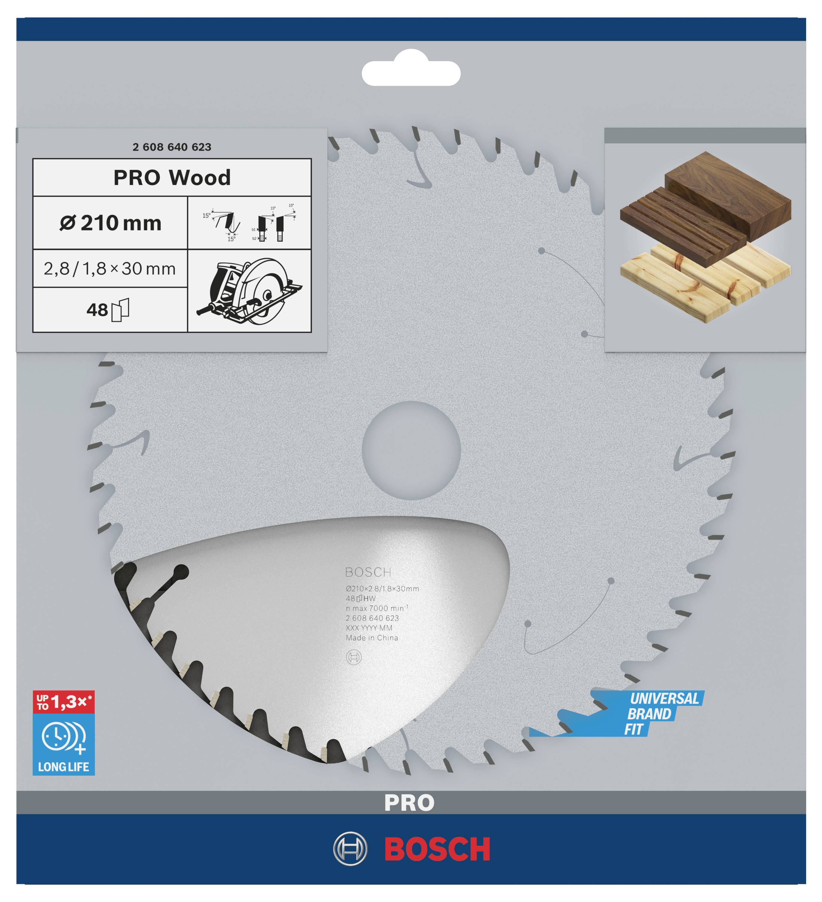 Bosch Accessories Optiline 2608640623 Hartmetall Kreissägeblatt 210 x 30 x 2.8mm Zähneanzahl: 48 1St.