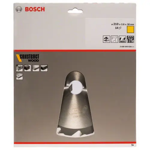 Bosch Accessories Construct Wood 2608640634 Hartmetall Kreissägeblatt 210 x 30 x 2.8mm Zähneanzahl: 14 1St. Bosch Accessories Construct Wood 2608640634 Hartmetall Kreissägeblatt 210 x 30 x 2.8mm Zähneanzahl: 14 1St.
