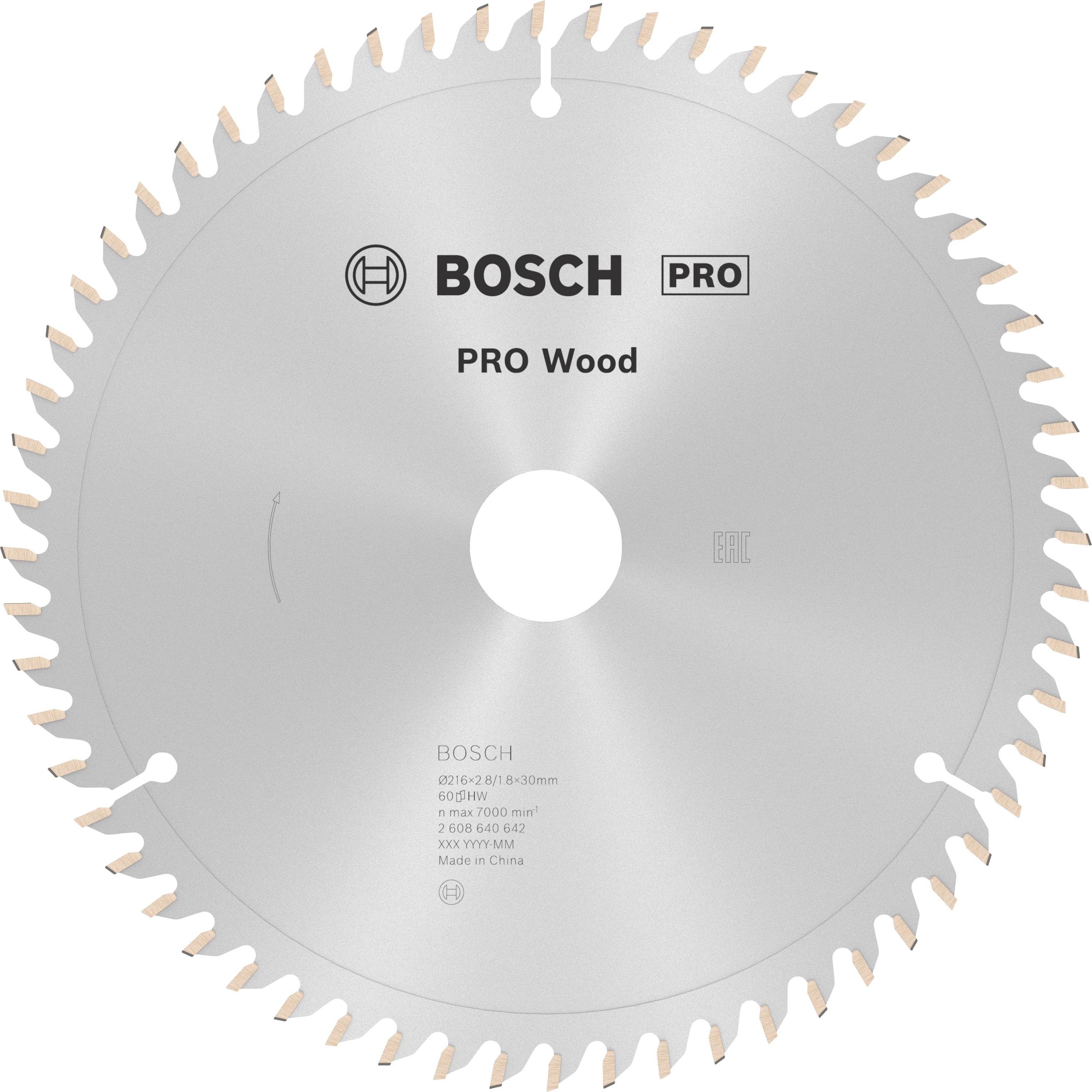 Kreissägeblatt von Bosch, Typ 'PRO Wood', Durchmesser 216 mm, geeignet für Holz.